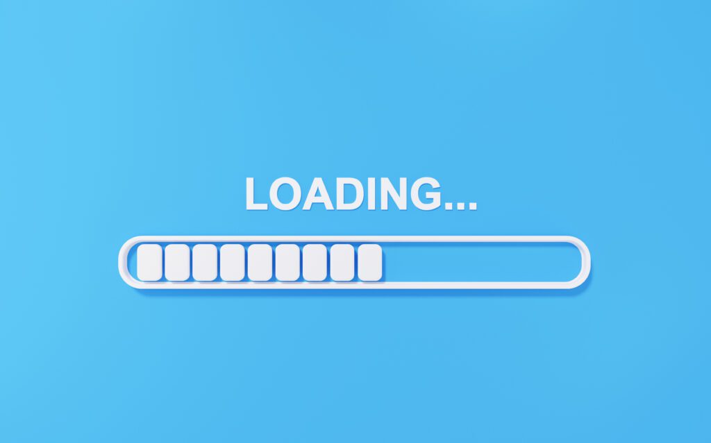 status loading bar blue background minimal cartoon cute smooth connection internet information learning concept 3d render illustration