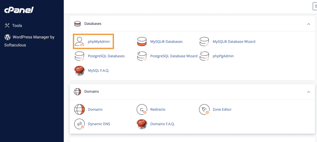 WordPress資料庫 phpMyadmin