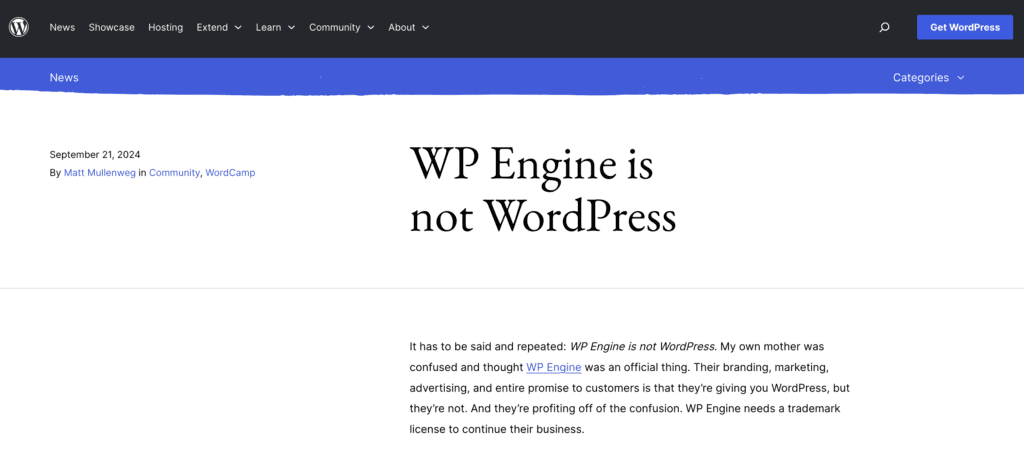 WordPress statement