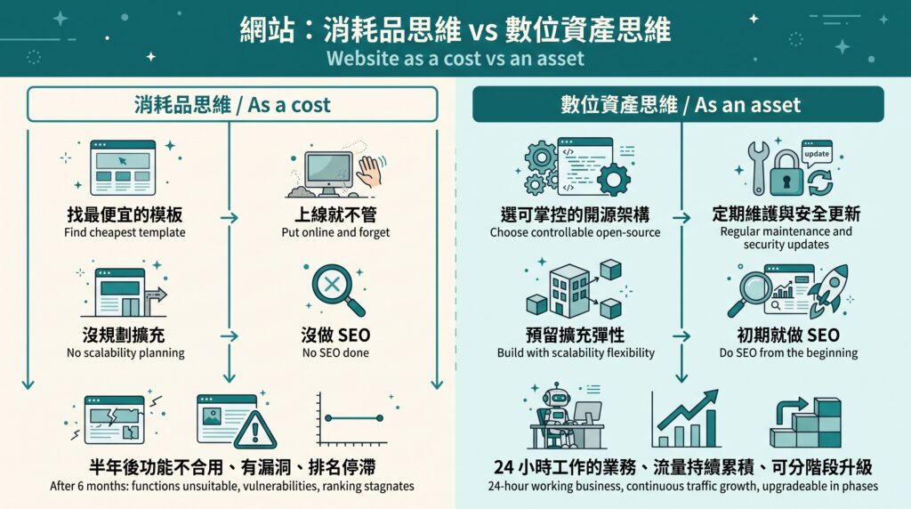 2026 數位轉型案例實戰:3 個讓網站變成長期資產的成功關鍵 1 網站從「消耗品」到「數位資產」:觀念轉彎的關鍵